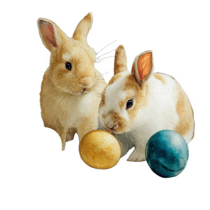 Bunnies Painting Eggs Vinyl Car Decal Sticker – Waterproof & UV-Resistant 8"