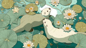 Kawaii Anime Otters Vinyl Car Decal Sticker – Waterproof & UV-Resistant 8"