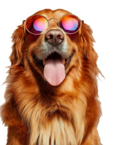 Happy Golden Retriever V10 Vinyl Car Decal Sticker – Waterproof & UV-Resistant 8"