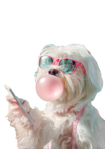 Bubble Gum Dog Selfie Vinyl Car Decal Sticker – Waterproof & UV-Resistant 8"