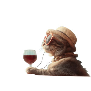 Cat With Wine Vinyl Car Decal Sticker – Waterproof & UV-Resistant 8"