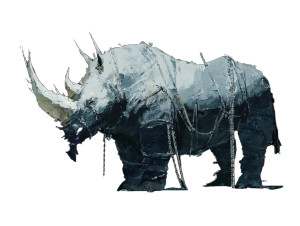 Crystal-Horned Rhino Vinyl Car Decal Sticker – Waterproof & UV-Resistant 8"