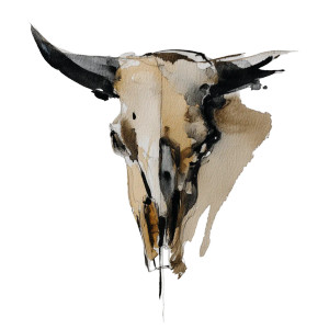 Abstract Bull Skull Vinyl Car Decal Sticker – Waterproof & UV-Resistant 8"
