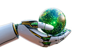 Robotic Hand Earth Vinyl Car Decal Sticker – Waterproof & UV-Resistant 8"