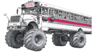 Monster Bus Sketch Vinyl Car Decal Sticker – Waterproof & UV-Resistant 8"