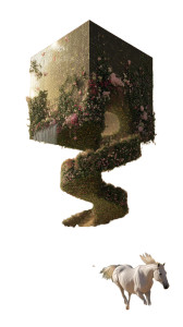 Floating Floral Cube Vinyl Car Decal Sticker – Waterproof & UV-Resistant 8"