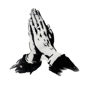 Banksy Praying Hands Vinyl Car Decal Sticker – Waterproof & UV-Resistant 8"