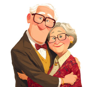 Elderly Couple Embracing Vinyl Car Decal Sticker – Waterproof & UV-Resistant 8"