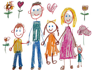 Family Crayon Drawing Vinyl Car Decal Sticker – Waterproof & UV-Resistant 8"