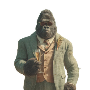 Gorilla In Suit Vinyl Car Decal Sticker – Waterproof & UV-Resistant 8" Gorilla In Suit Vinyl Car Decal Sticker – Waterproof & UV-Resistant 8"