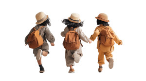 Running Children Backpacks Vinyl Car Decal Sticker – Waterproof & UV-Resistant 8"