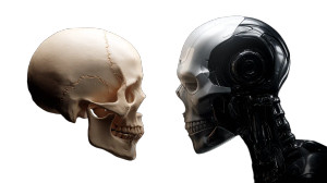 Skull Vs Robot Vinyl Car Decal Sticker – Waterproof & UV-Resistant 8"