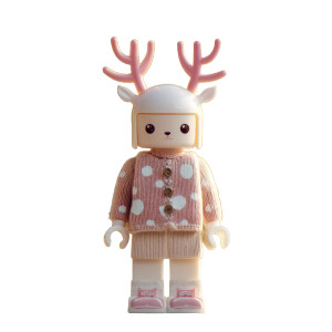 Pink Antlered Deer Doll Vinyl Car Decal Sticker – Waterproof & UV-Resistant 8"