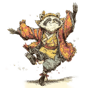 Tanuki Dance Yokai Vinyl Car Decal Sticker – Waterproof & UV-Resistant 8" Tanuki Dance Yokai Vinyl Car Decal Sticker – Waterproof & UV-Resistant 8"