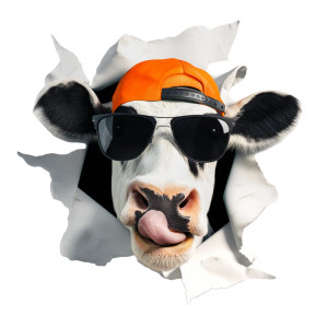 Stylish Sunglasses Cow Vinyl Car Decal Sticker – Waterproof & UV-Resistant 8"