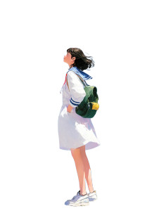 Futuristic School Girl Vinyl Car Decal Sticker – Waterproof & UV-Resistant 8"