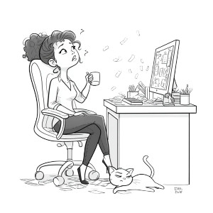 Stressed Woman Relaxed Cat Vinyl Car Decal Sticker – Waterproof & UV-Resistant 8"