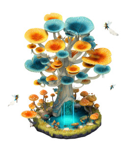 Fantasy Mushroom Tree Vinyl Car Decal Sticker – Waterproof & UV-Resistant 8"