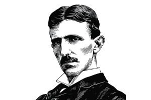 Nikola Tesla Portrait Vinyl Car Decal Sticker – Waterproof & UV-Resistant 8"