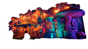 Psychedelic Haunted House Vinyl Car Decal Sticker – Waterproof & UV-Resistant 8"