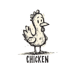 Cartoon Chicken Drawing Vinyl Car Decal Sticker – Waterproof & UV-Resistant 8"