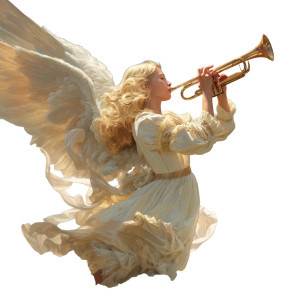 Golden Angel Trumpet Vinyl Car Decal Sticker – Waterproof & UV-Resistant 8"
