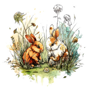 Bunnies In Meadow Vinyl Car Decal Sticker – Waterproof & UV-Resistant 8"