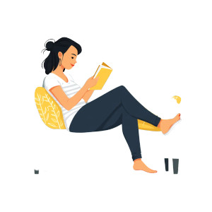 Happy Reading Woman Vinyl Car Decal Sticker – Waterproof & UV-Resistant 8"