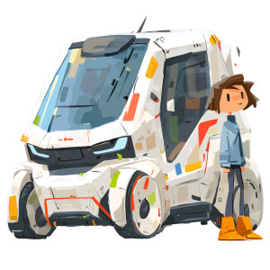 Futuristic Electric Vehicle V2 Vinyl Car Decal Sticker – Waterproof & UV-Resistant 8"