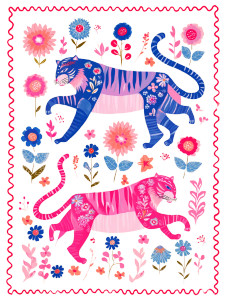 Floral Pink Tigers Vinyl Car Decal Sticker – Waterproof & UV-Resistant 8"