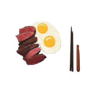Steak And Eggs Vinyl Car Decal Sticker – Waterproof & UV-Resistant 8"