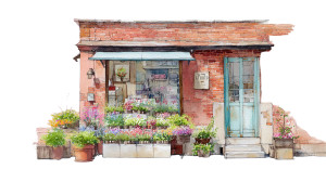 Brick Flower Shop Vinyl Car Decal Sticker – Waterproof & UV-Resistant 8"