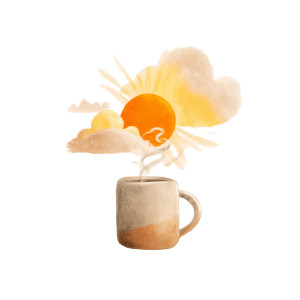 Sunrise Coffee Mug Vinyl Car Decal Sticker – Waterproof & UV-Resistant 8"