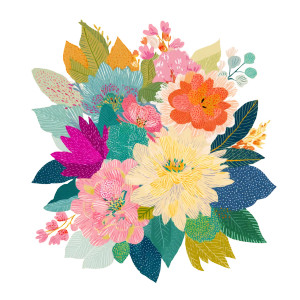 Vibrant Floral Bouquet Vinyl Car Decal Sticker – Waterproof & UV-Resistant 8"