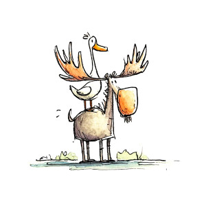 Goose On Moose Vinyl Car Decal Sticker – Waterproof & UV-Resistant 8"