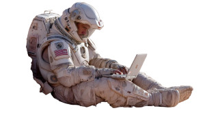 Astronaut With Macbook Vinyl Car Decal Sticker – Waterproof & UV-Resistant 8"