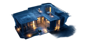 Modern House Blueprint Vinyl Car Decal Sticker – Waterproof & UV-Resistant 8"