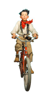 Asian Boy Bicycling Vinyl Car Decal Sticker – Waterproof & UV-Resistant 8"