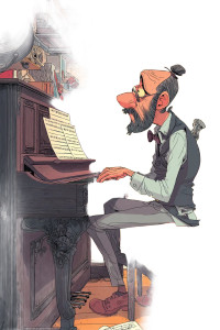 Man Playing Piano Vinyl Car Decal Sticker – Waterproof & UV-Resistant 8"