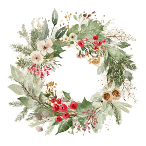 Christmas Wreath Watercolour Vinyl Car Decal Sticker – Waterproof & UV-Resistant 8"