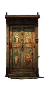Folk-Art Owl Door Vinyl Car Decal Sticker – Waterproof & UV-Resistant 8"
