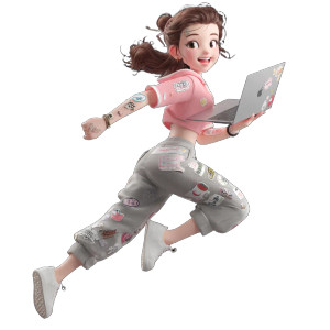 Happy Running Girl V3 Vinyl Car Decal Sticker – Waterproof & UV-Resistant 8"