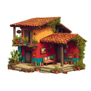 Mexican Cottage Vinyl Car Decal Sticker – Waterproof & UV-Resistant 8"