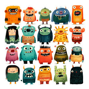 Cute Little Monsters Vinyl Car Decal Sticker – Waterproof & UV-Resistant 8"