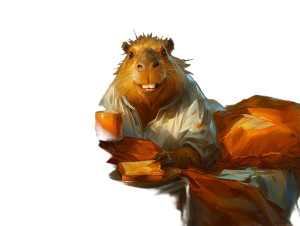 Happy Capybara Breakfast Vinyl Car Decal Sticker – Waterproof & UV-Resistant 8"