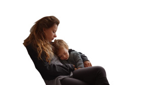 Sad Mother Holding Child Vinyl Car Decal Sticker – Waterproof & UV-Resistant 8"