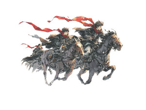 Martial Riders Galloping Vinyl Car Decal Sticker – Waterproof & UV-Resistant 8"