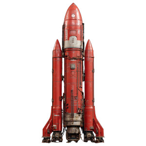 Red Rocket Ship Vinyl Car Decal Sticker – Waterproof & UV-Resistant 8"