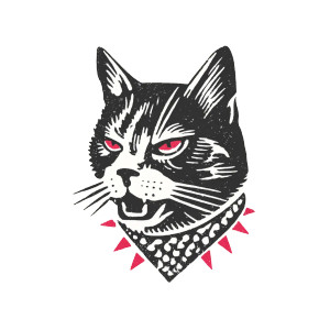 Punk Cat Logo Vinyl Car Decal Sticker – Waterproof & UV-Resistant 8"