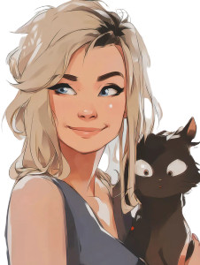 Blonde Girl With Cat Vinyl Car Decal Sticker – Waterproof & UV-Resistant 8"